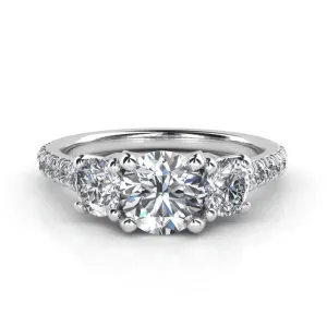 Three-Stone Diamond Engagement Ring - Elegant Trio in White Gold