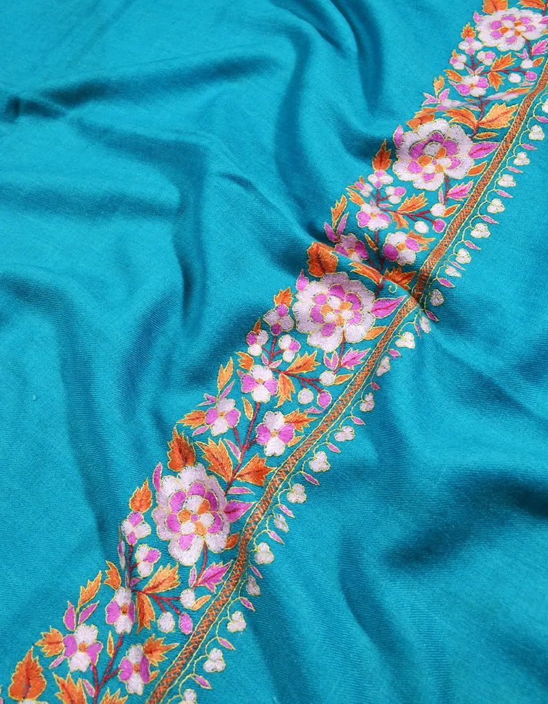 tiffany blue embroidery pashmina stole 8621