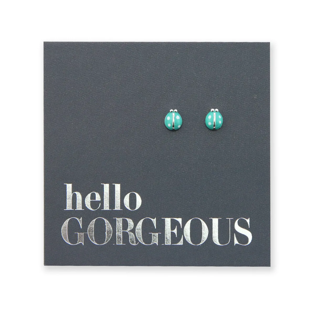 Tiny Teal Ladybugs - Sterling Silver Studs - Hello Gorgeous (2102-F)