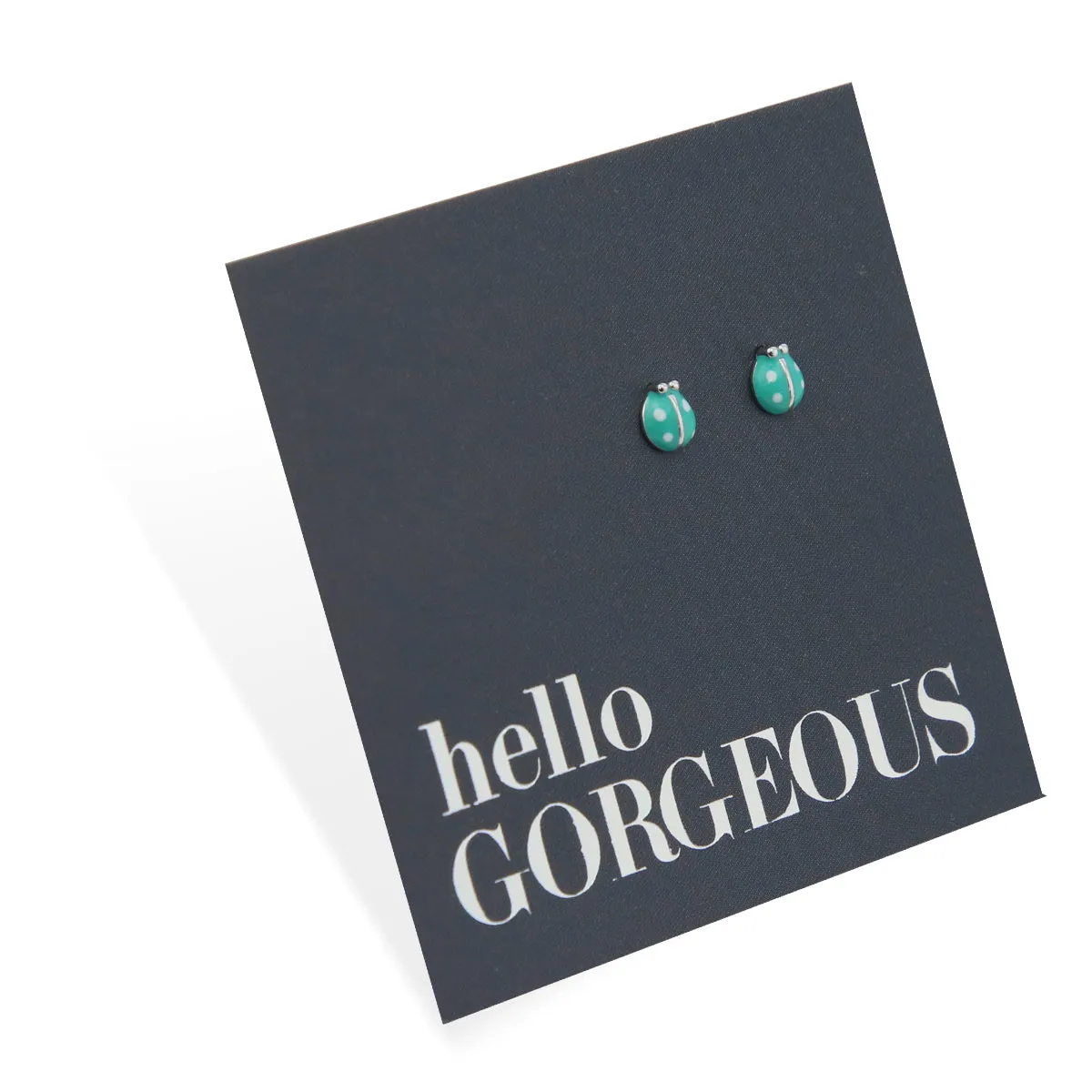 Tiny Teal Ladybugs - Sterling Silver Studs - Hello Gorgeous (2102-F)