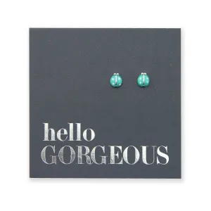 Tiny Teal Ladybugs - Sterling Silver Studs - Hello Gorgeous (2102-F)