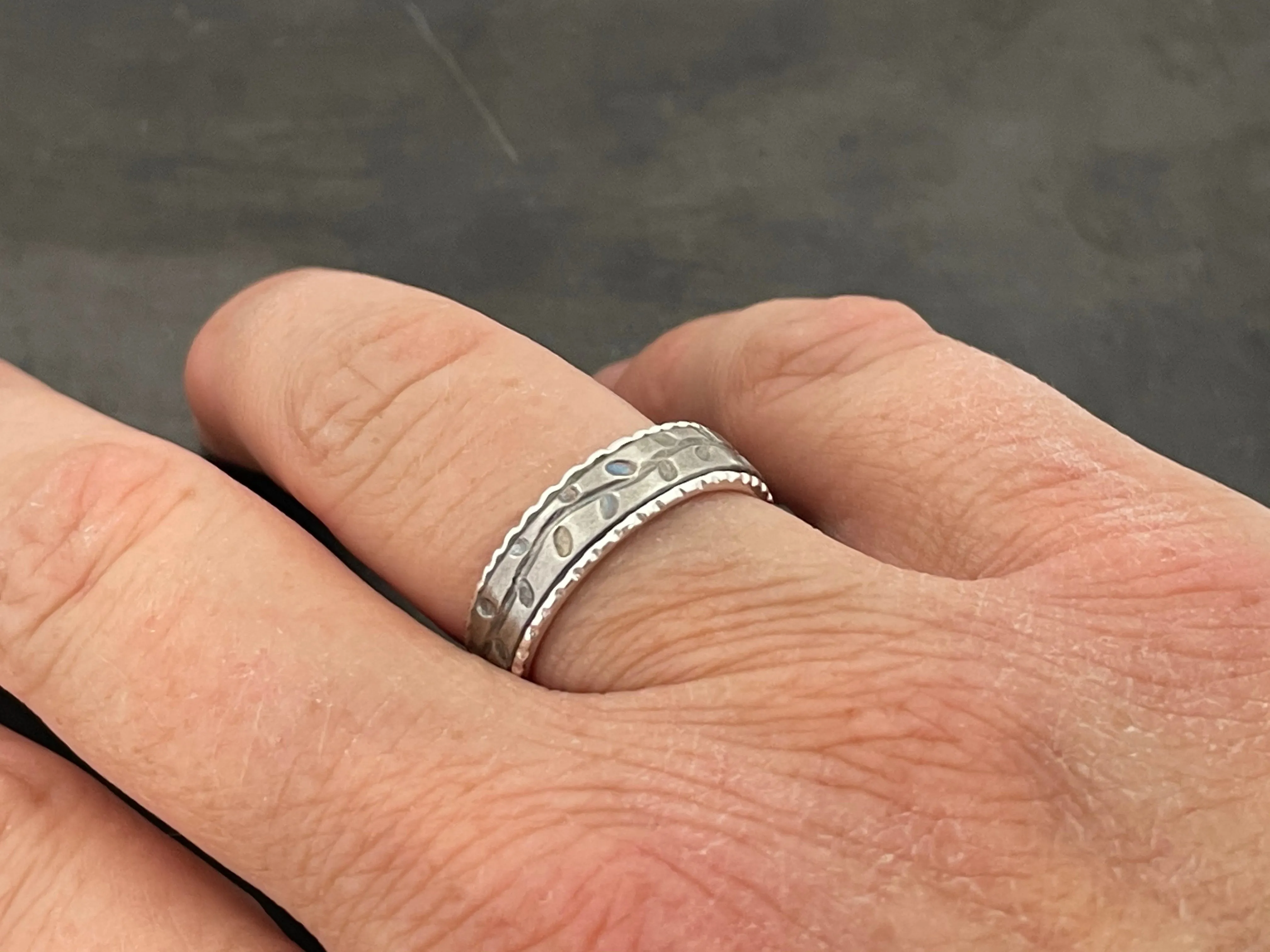 Titanium Vines Band sprinkle of patina