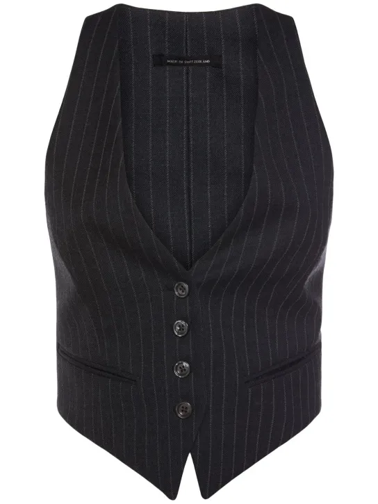 Tom Ford   Pinstriped wool racerback waistcoat 