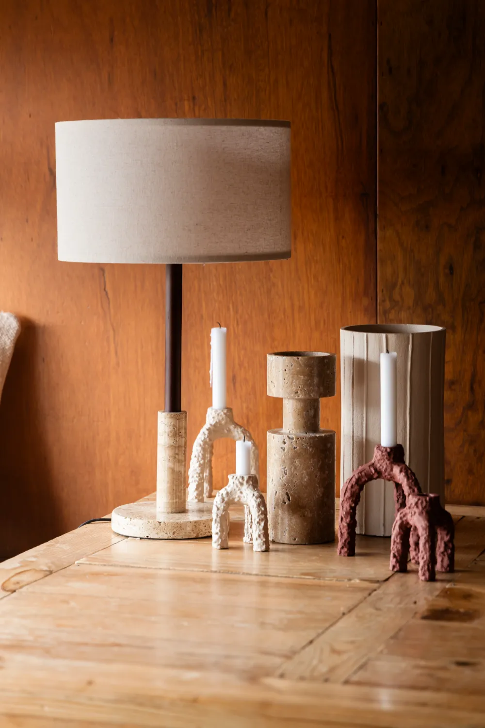 Travertine Base Table Lamp | Dutchbone Jackson