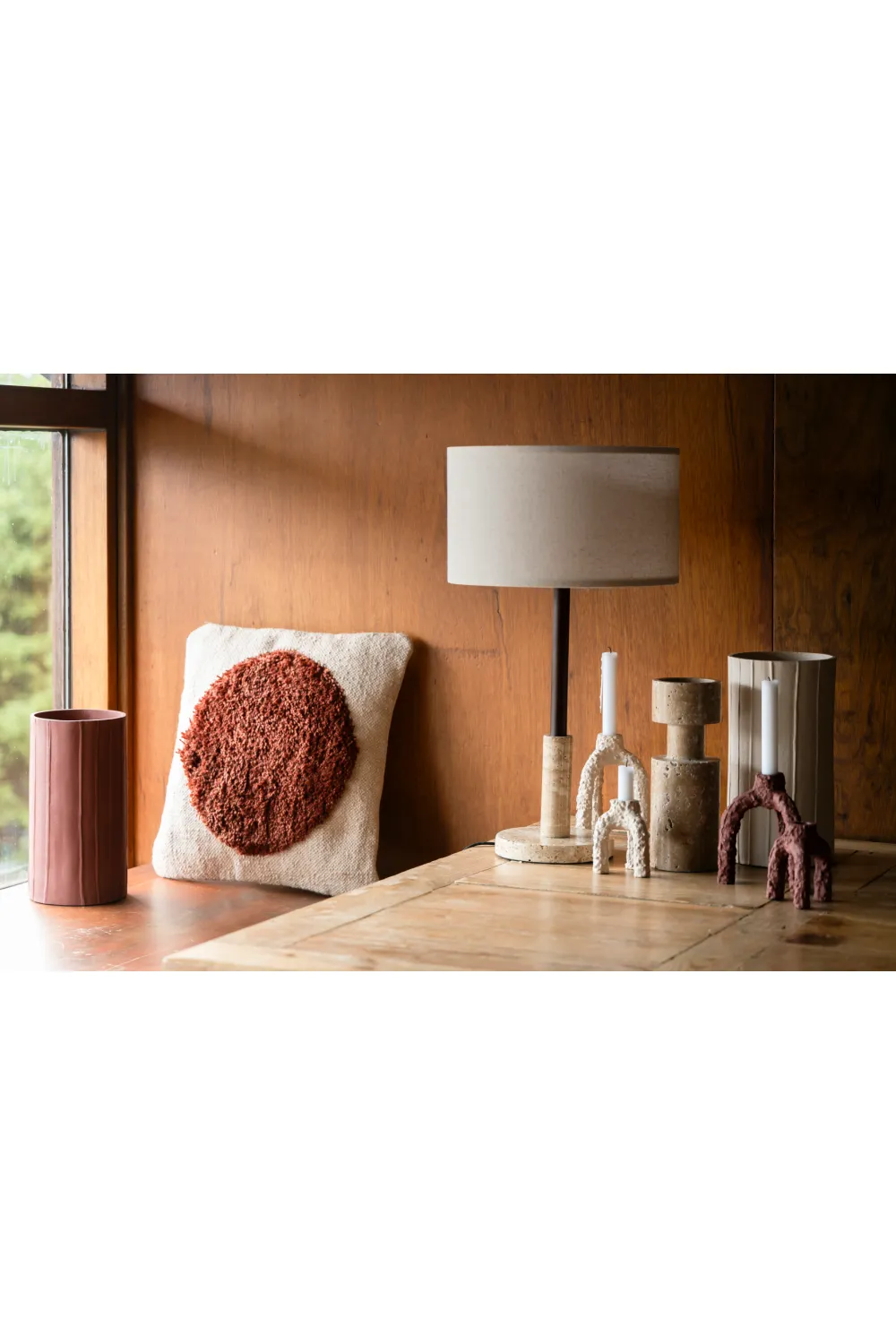 Travertine Base Table Lamp | Dutchbone Jackson