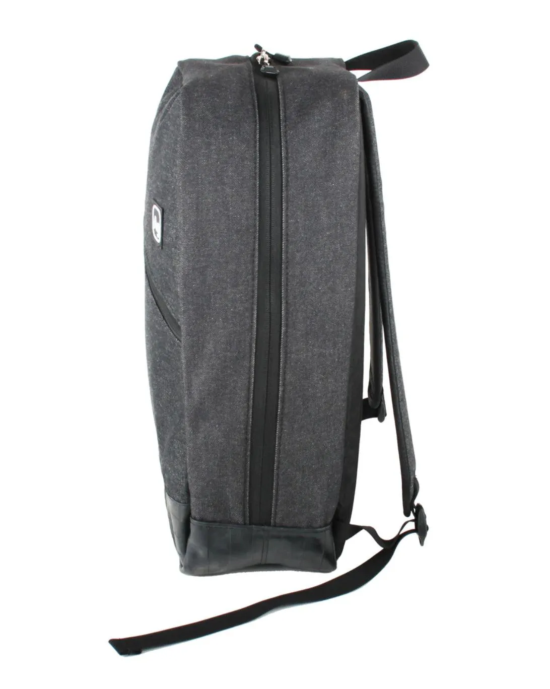 Upcycled Backpack, Grey Denim or Orange Banner- Made in the USA - Sustainable