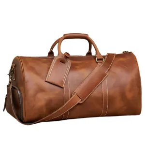 Vintage Leather Duffle Travel Bag