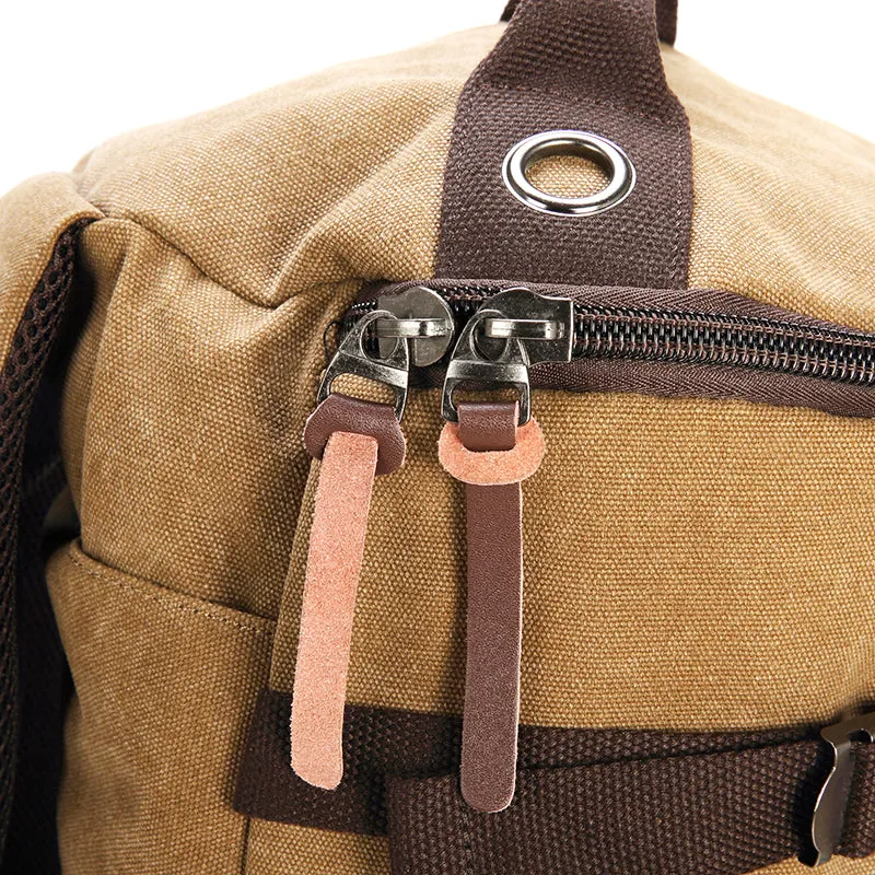 Washed Canvas Leather Travel Backpack