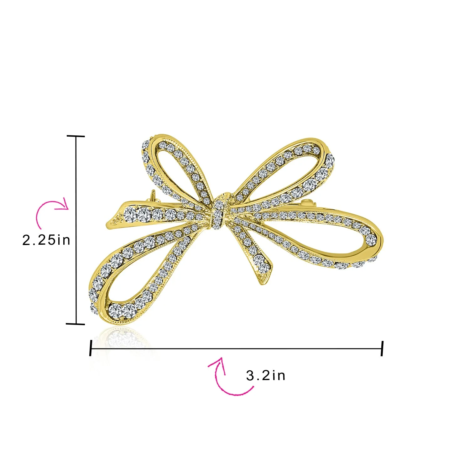 Winter Wedding Aqua Blue Crystal Bridal Statement Ribbon Bow Brooch Pin GoldSilver