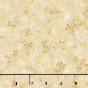 Winter's Grandeur - Champagne Ornate Scroll Champagne Metallic Yardage