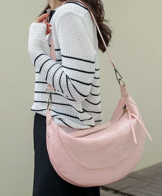 Women Leather Crescent Bag Crossbody Bag