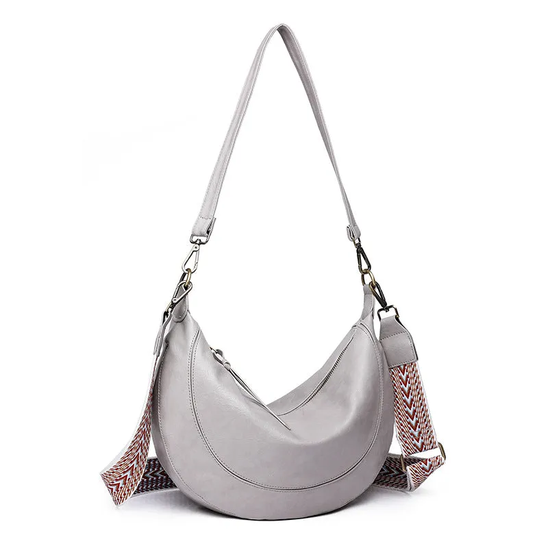 Women Leather Crescent Bag Crossbody Bag