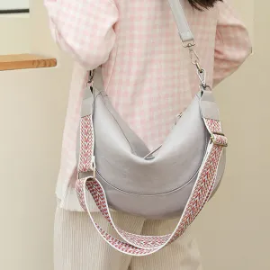 Women Leather Crescent Bag Crossbody Bag