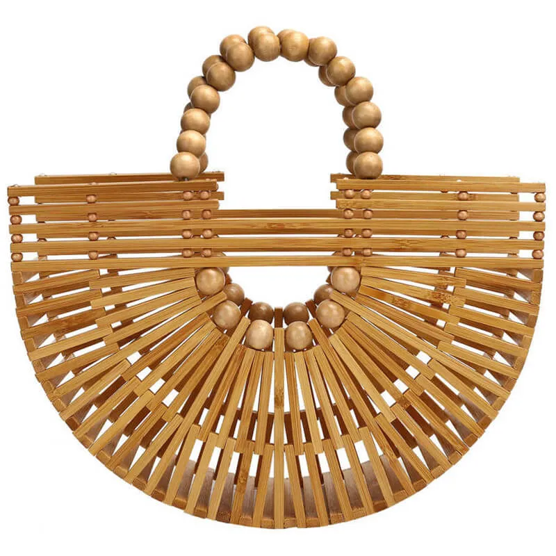 Wood Bead Handle Bamboo Clutch Bag-Showtown