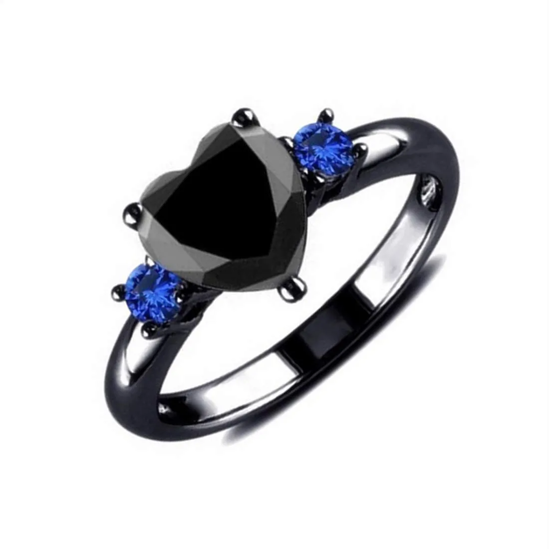 Yellow Chimes Elegant Design Black Love Heart Crystal Black Gun Plated Stylish Rings for Women and Girl's