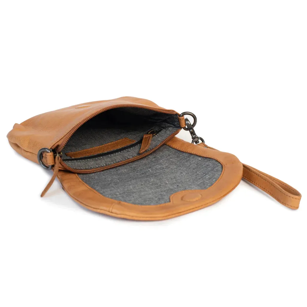 Zoe Leather Bag/Clutch: Tan