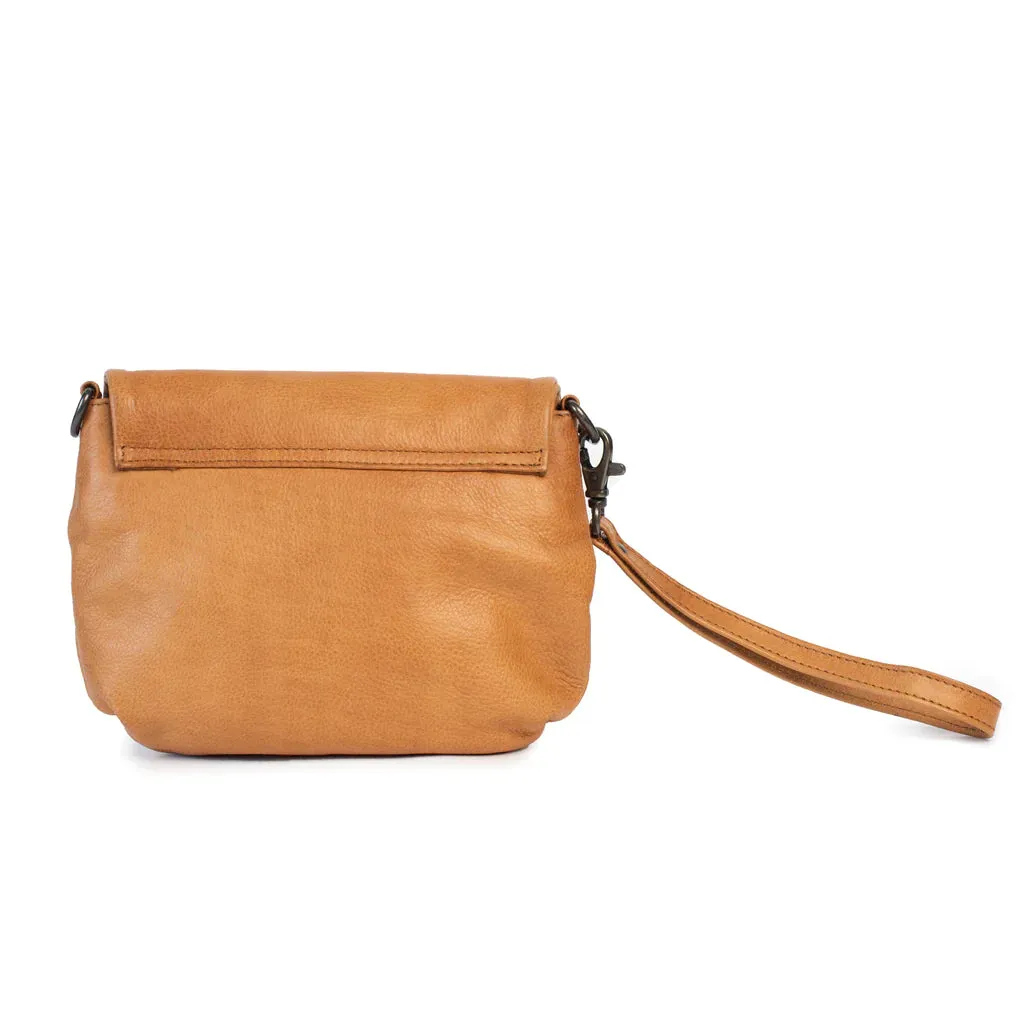 Zoe Leather Bag/Clutch: Tan